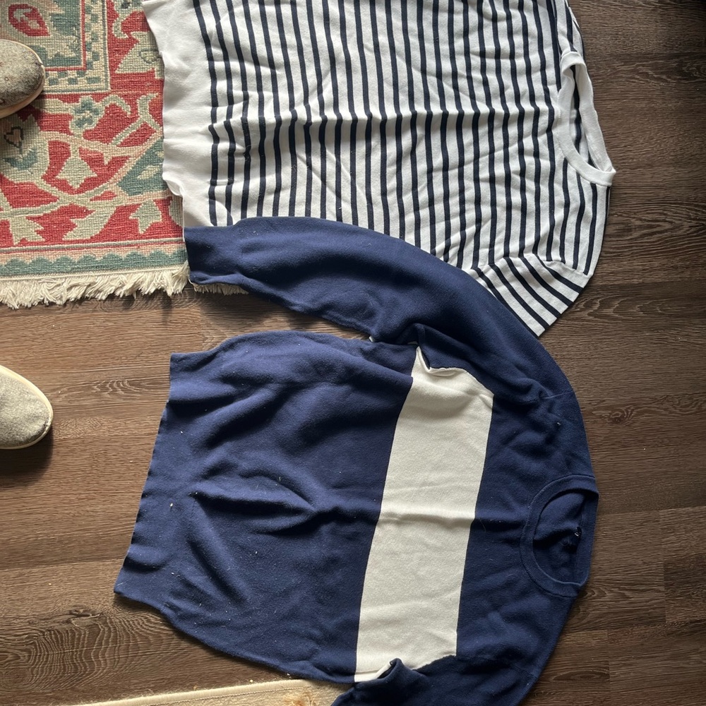 2 striped men’s JCrew Cotton crew neck sweaters (L)